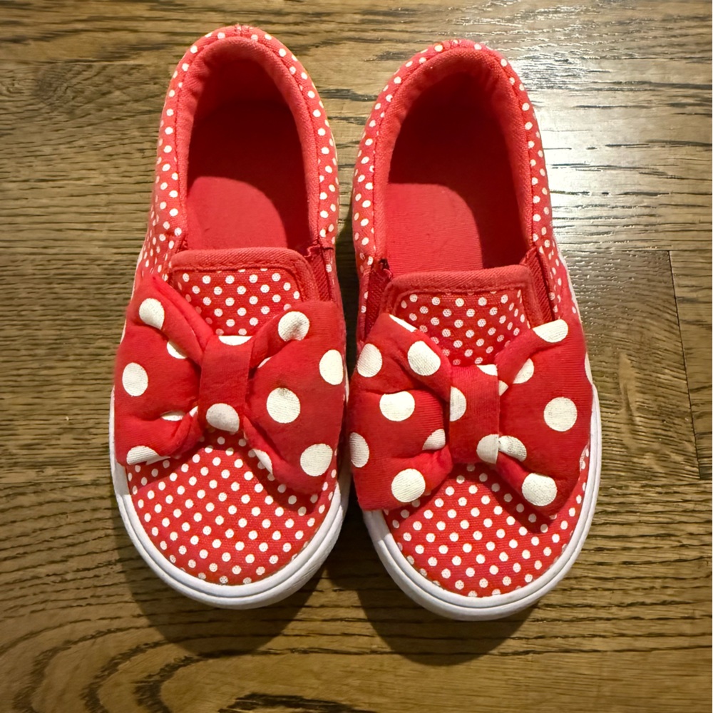Disney Red and White Polka Dot Sneakers with Bow